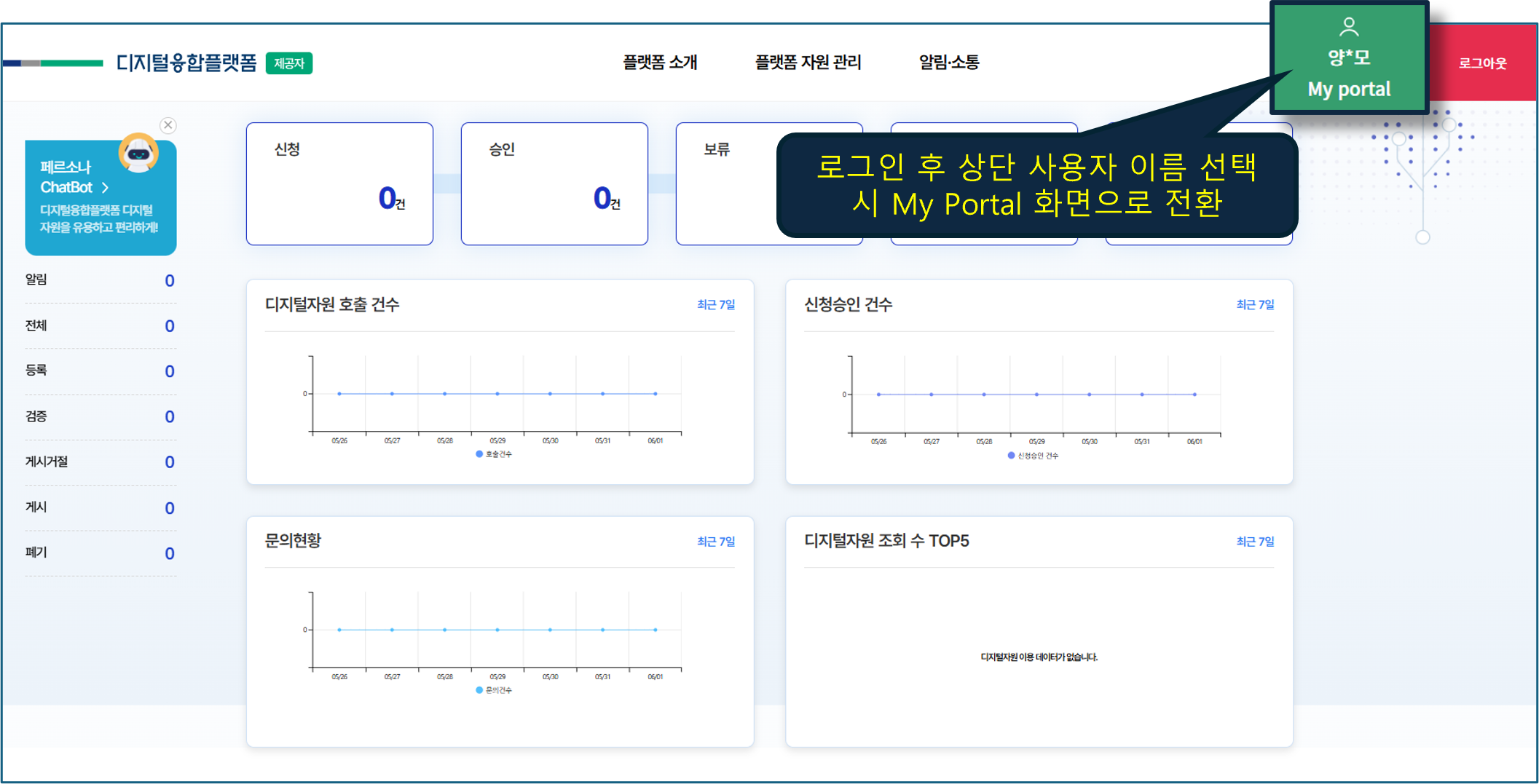 My Portal 접근 화면